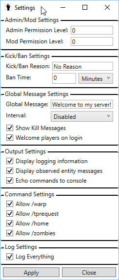 Wrapper program and admin settings
